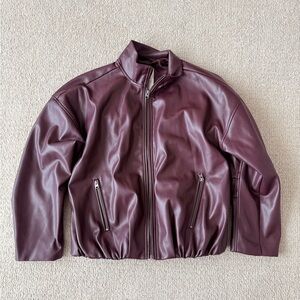Abercrombie & Fitch Women’s Maroon Vegan Leather Jacket